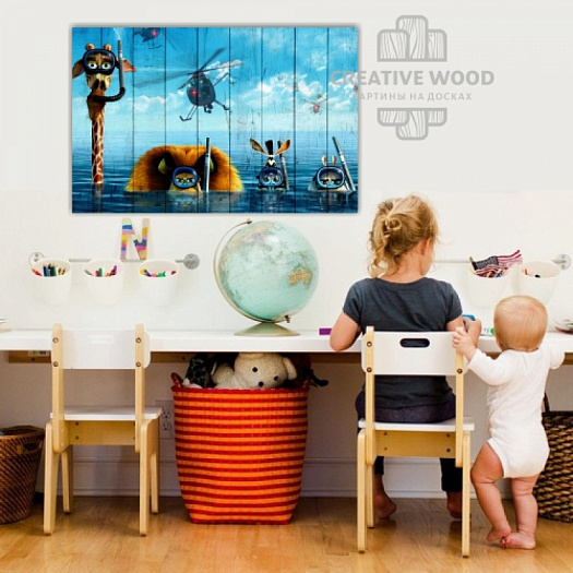 Картины в интерьере артикул KIDS - 12 Мадагаскар, KIDS, Creative Wood